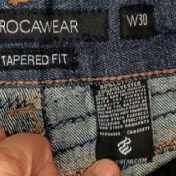 Rocawear Biker Jean Taper Mid Rise Mid Wash Black 8 Pocket Rib Leg Zip Ankle W30 - Picture 3 of 12